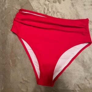 NWOT Women High Waisted Bikini Bottom Ruched Swimsuit Tummy Control Size S